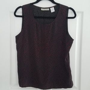 Notations 100% Silk Cami Tank Black Red Dot M